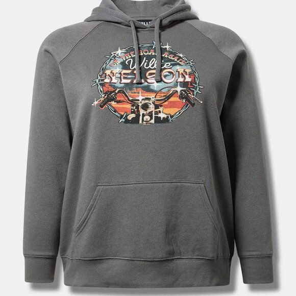 torrid Tops - Torrid Hoodie Sweatshirt 1X 2X 3X - Willie Nelson Grey Pullover Fleece Top Plus